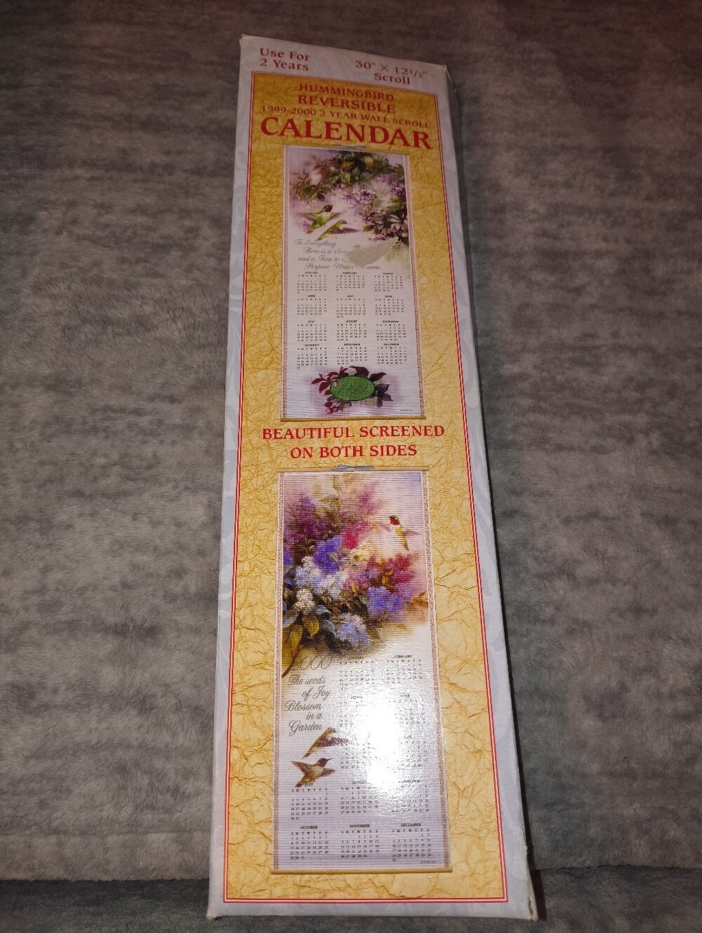 Hummingbird Wall Scroll Calendar - Yellow and White Artwork